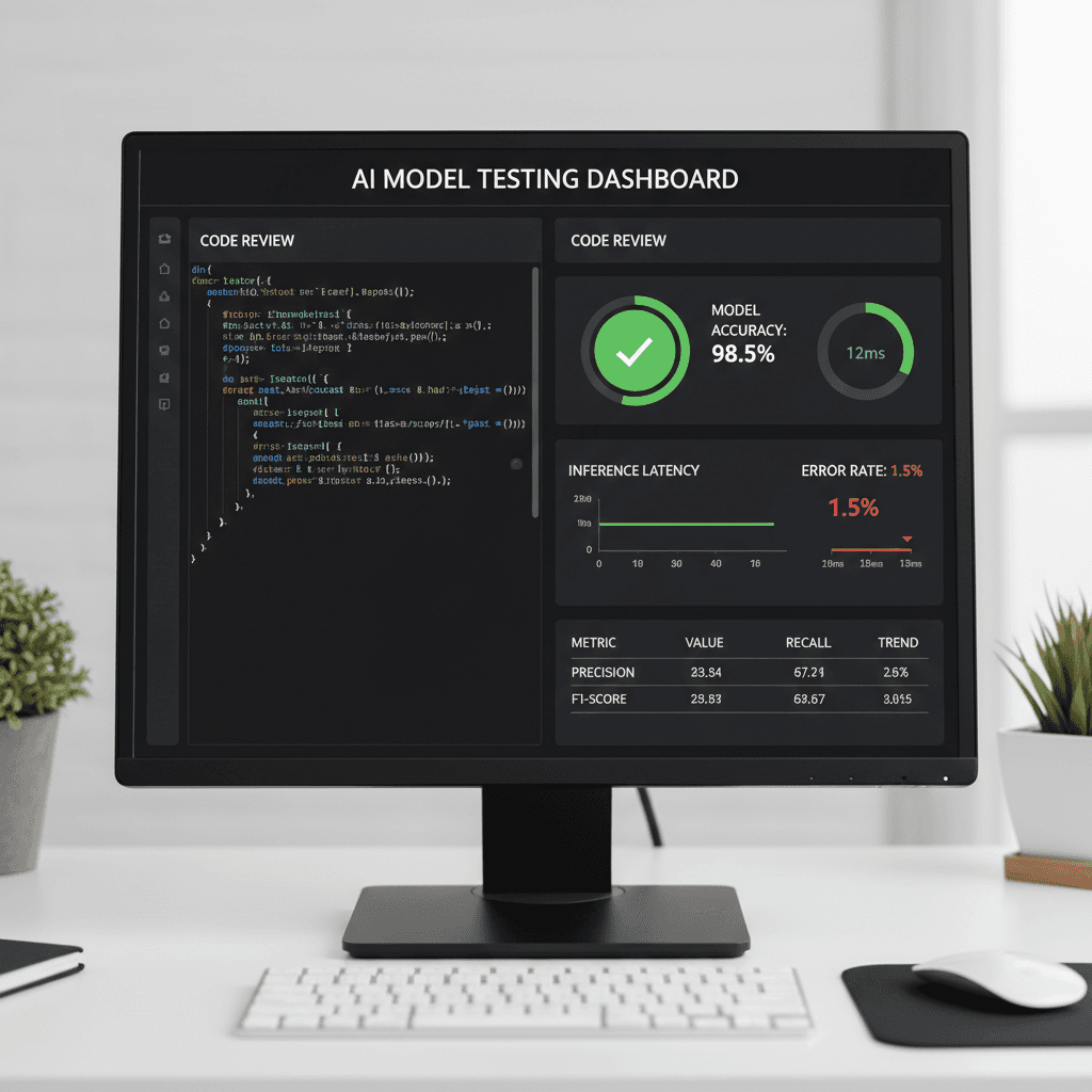 AI model testing analysis interface showing code quality metrics