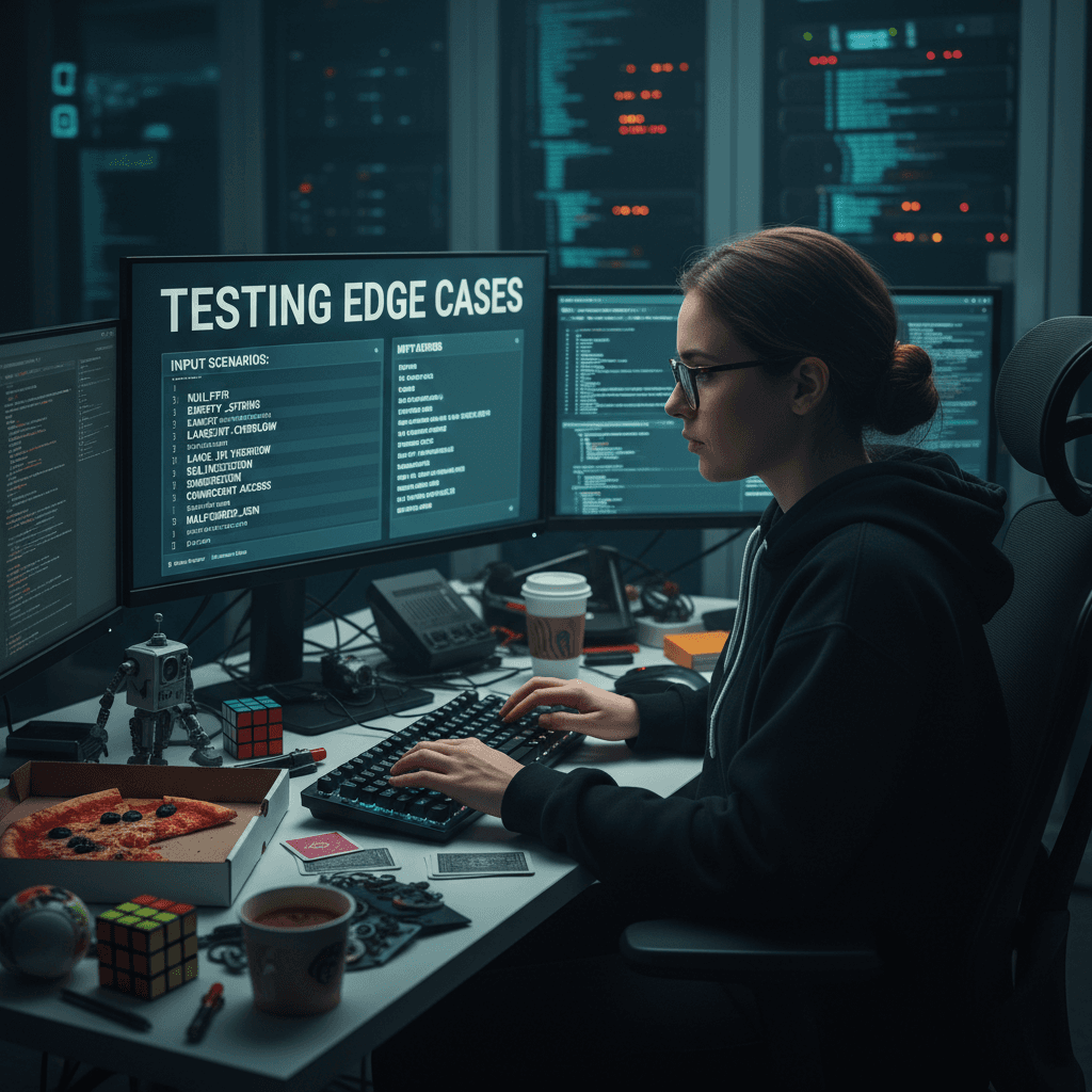 Testing engineer evaluating system behavior with diverse input scenarios