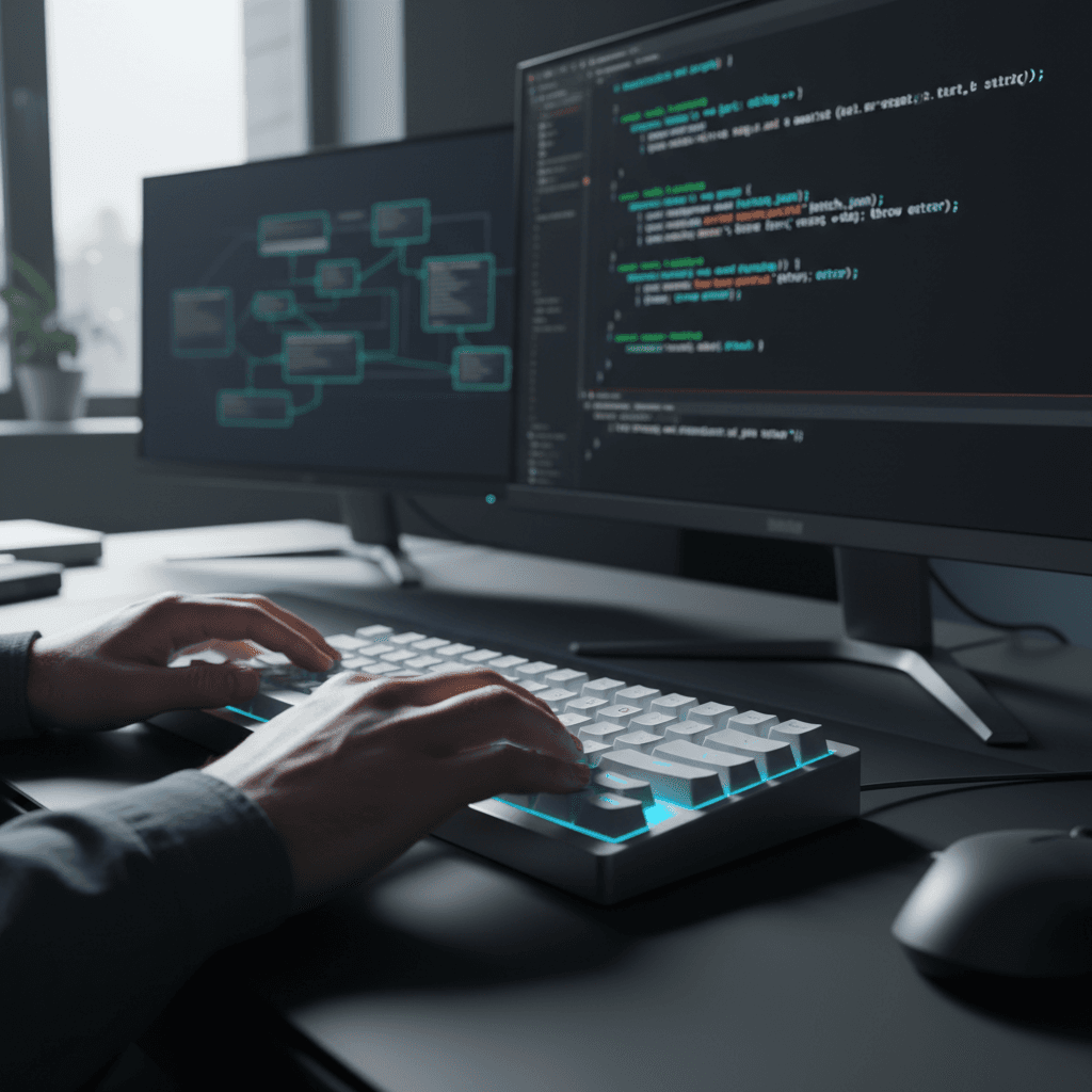 Developer writing AI testing code